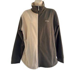 Barbour Women's Sz 8 Brown And  Tan Two Toned Full Zip Fleece Lined Jacket